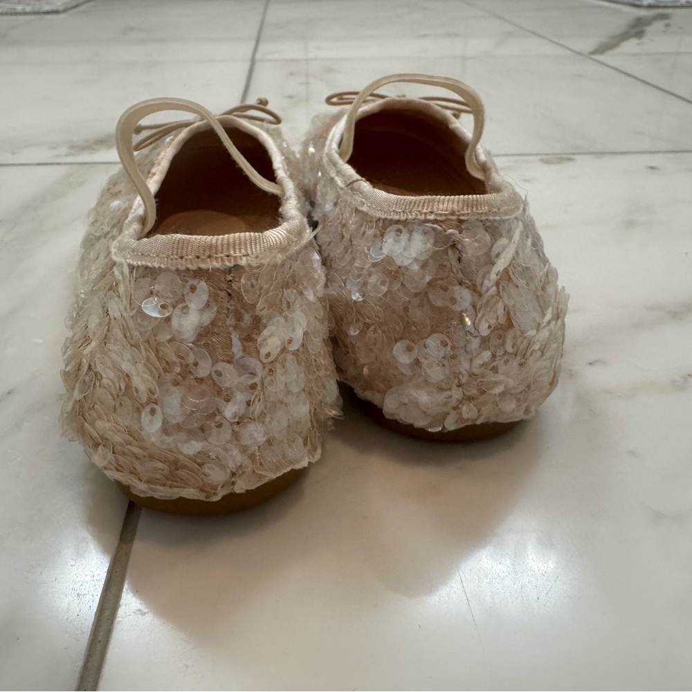 Zara Girls Sequin Ballet Flats - Tan - Picture 5 of 9